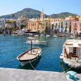 Boats at Marina Corta in Lipari town, Aeolian Islands, Italy